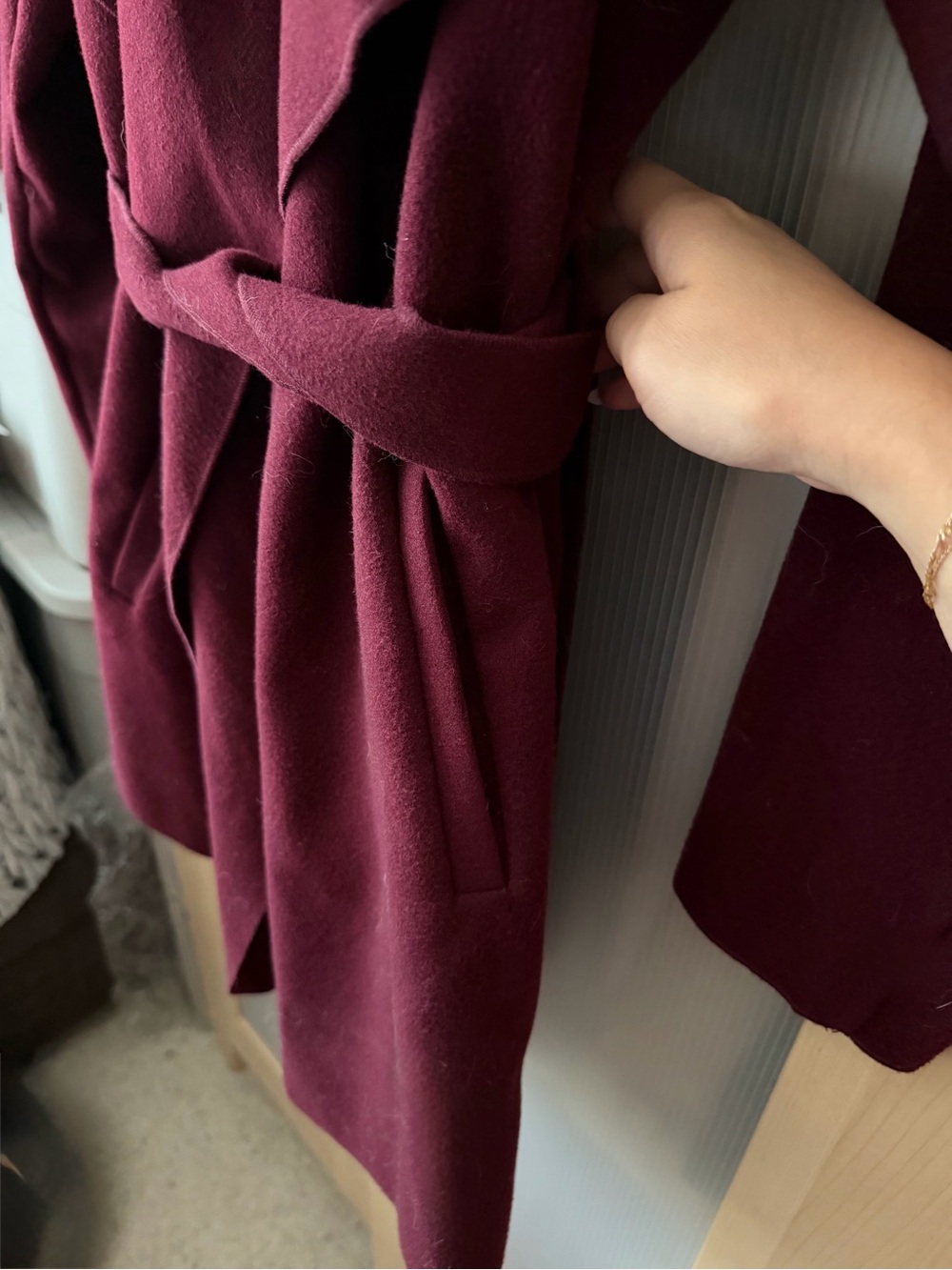 NWOT Burgundy pea coat - Picture 2 of 5